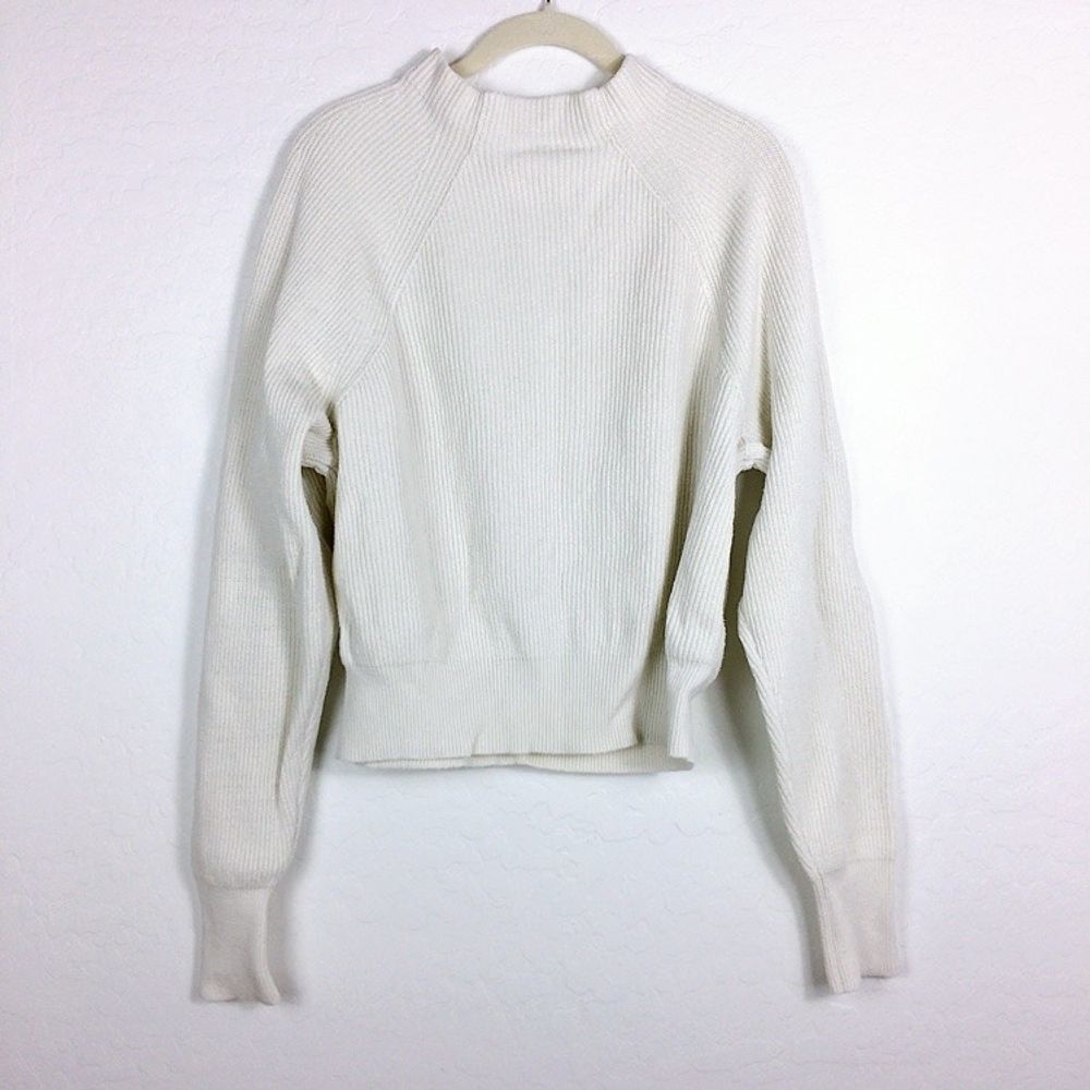 Free People Ribbed Ivory Mock Neck Sweater